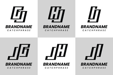 Letters JG GJ JH HJ JI IJ Monogram Logo Set, suitable for any business