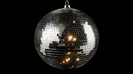Obraz premium A shiny disco ball reflecting small light fragments.