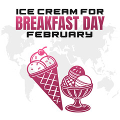ICE CREAM FOR BREAKFAST DAY Vector Illustration for post background