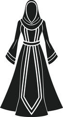 Elegant Traditional Arab Dress Vector Illustration - Stylish Medieval Fashion Design