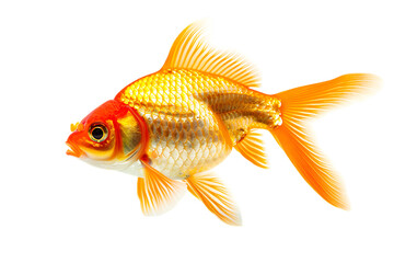 Fototapeta premium A Goldfish, Isolated on a Transparent Background, Perfect for Aquatic, Pet, or Nature-Themed Designs