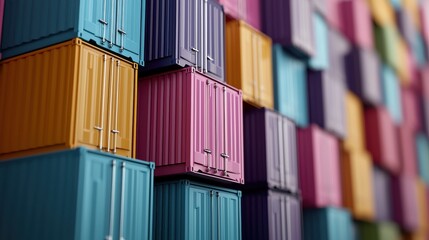 Fototapeta premium a stack of coulorful shipping containers arranged neatly