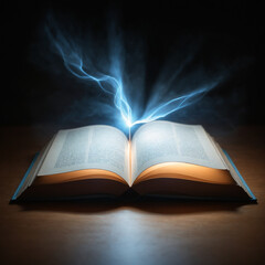 Talking about an open book with light evokes a simple yet profoundly meaningful scene. Imagine an open book resting on a wooden table, gently illuminated by the warm glow of a desk lamp.
