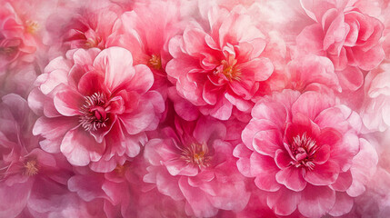 Fototapeta premium Vibrant pink flowers in full bloom create a stunning floral display in a soft background