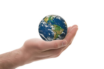 A Hand Holding the Earth, Isolated on a Transparent Background, Perfect for Environmental, Global, or Earth-Themed Designs