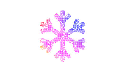 Icon snowflake is made up of LED square shapes. There are bright diodes and there are black dead diodes