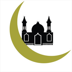 Islamic mosque building flat design illustration