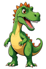 Fototapeta premium A cheerful green and yellow dinosaur with a wide grin on its face. set against a pristine white backdrop.