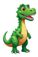 Obraz premium A smiling green and yellow crocodile on a white background.