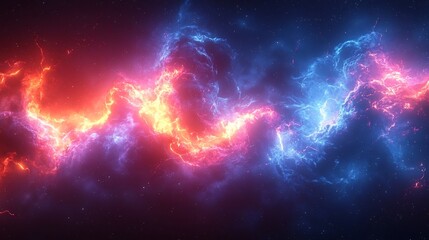 Obraz premium Swirling Cosmic Nebula with Vibrant Electric Blues and Neon Purple Flashes