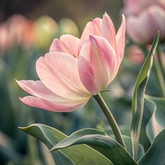 Naklejka premium pink tulips in garden