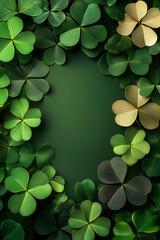 St. Patrick's Day border four leaf clover shamrock border design with copy space in middle