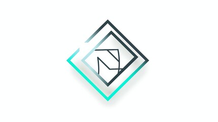 Fototapeta premium A geometric logo with a black arrow pointing upwards within a turquoise and gray diamond shape.