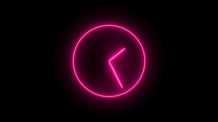 animated video in the form of a neon saber effect wall clock. 4k
