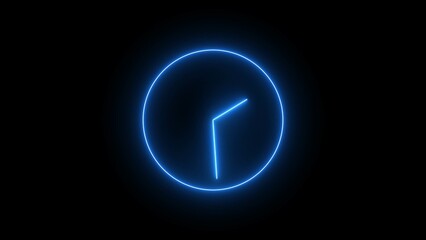animated video in the form of a neon saber effect wall clock. 4k