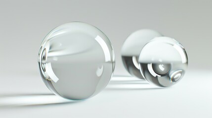 Three glass spheres on a white background.