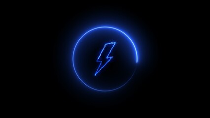 Neon bolt sign. neon lightning bolt. Glowing neon line Lightning bolt icon isolated on black background. Flash sign. Vector illustration