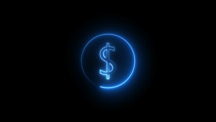 Dollar neon coin 3d, modern design on a dark background. The concept of technology,   Casino gambling. Vector Illustration