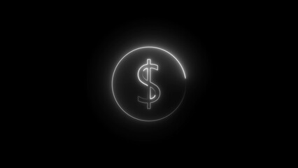 Dollar neon coin 3d, modern design on a dark background. The concept of technology,   Casino gambling. Vector Illustration
