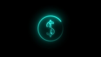 Dollar neon coin 3d, modern design on a dark background. The concept of technology,   Casino gambling. Vector Illustration