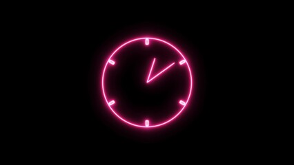 Clock Neon Sign. Illustration of Business Promotion. UI icon with neon light isolated. Neon clock icon illustration background.