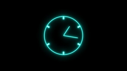 Clock Neon Sign. Illustration of Business Promotion. UI icon with neon light isolated. Neon clock icon illustration background.