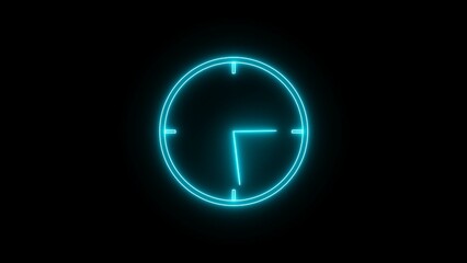 Clock Neon Sign. Illustration of Business Promotion. UI icon with neon light isolated. Neon clock icon illustration background.