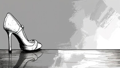 One continuous line drawing of high heels.