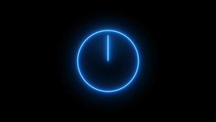 Light glowing clock icon. Neon time symbol, shining watch silhouette, Simple icon for websites, web design, mobile app, info graphics
