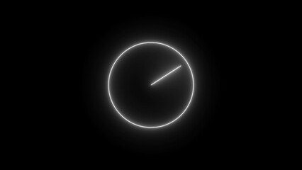Light glowing clock icon. Neon time symbol, shining watch silhouette, Simple icon for websites, web design, mobile app, info graphics
