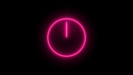Light glowing clock icon. Neon time symbol, shining watch silhouette, Simple icon for websites, web design, mobile app, info graphics