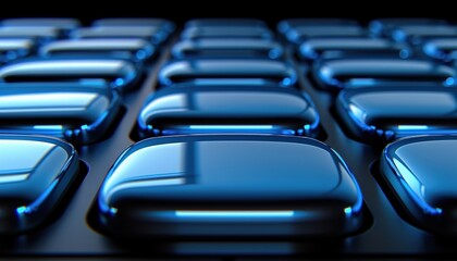 Fototapeta premium Abstract blue glowing geometric lines on dark