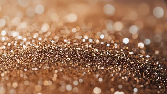 Christmas brown and gold luxury abstract bokeh background. Blurred glitter lights and sparkles. Magic festive backdrop for holiday, birthday, New Year, Christmas. Mocha mousse - color 2025