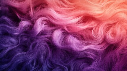 Obraz premium Vibrant Wavy Hair Gradient Of Purple Pink And Coral Hues