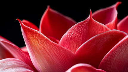 Vibrant red petals showcase intricate details in natural lighting