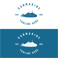 Fototapeta premium submarine logo vector illustration design. logo suitable for underwater tourism, restaurants, military and brand company