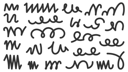 Collection of abstract black bold scribbles, vector eps10 illustration