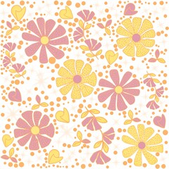 seamless pattern of beautiful flowers on white background for textiles, clothes and wallpaper.