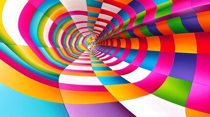 Obraz premium A colorful geometric pattern with curved stripes.