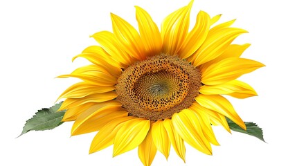 Obraz premium A sunflower with yellow petals and a brown center.
