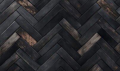 Black Herringbone Wood Floor Seamless Pattern Texture, Generative Ai