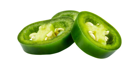 Jalapeno green Pepper slice. isolated on a transparent background with full depth of field
