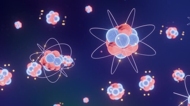 Atoms Subatomic particles orbiting nucleus protons neutrons Concept Animation Animated Visualization of Quantum Physics