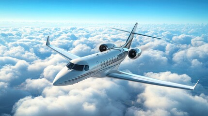 Obraz premium Private Jet Soaring Above the Clouds