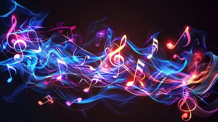 Abstract glowing music notes.