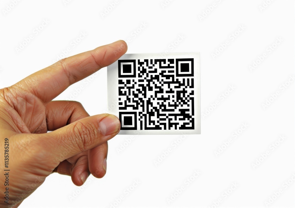 Fototapete the scene captures a hand with a big qr code, highlighting its role in promoting services or product