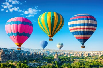Fototapeta premium Breathtaking Hot Air Balloon Festival Cappadocia Travel Destination Scenic Landscape Aerial View Adventure and Exploration