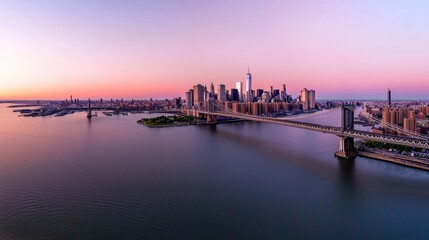 Stunning Skyline Views at Dusk A Travel Destination in New York City Urban Landscape Photography Serene Atmosphere Aerial Perspective