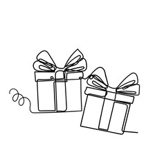 continuous line drawing gift box illustration