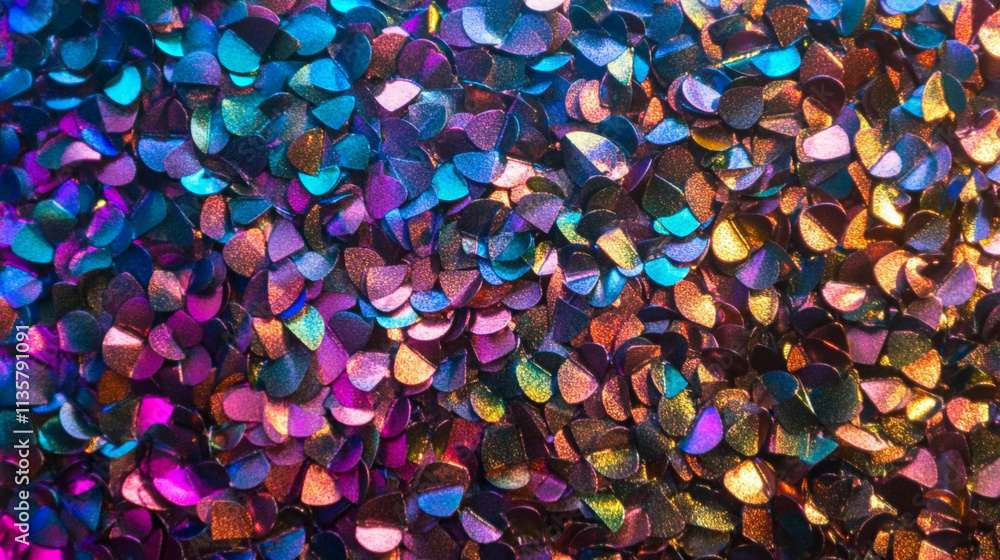 Poster colorful metallic sequins create vibrant patterns at a craft event